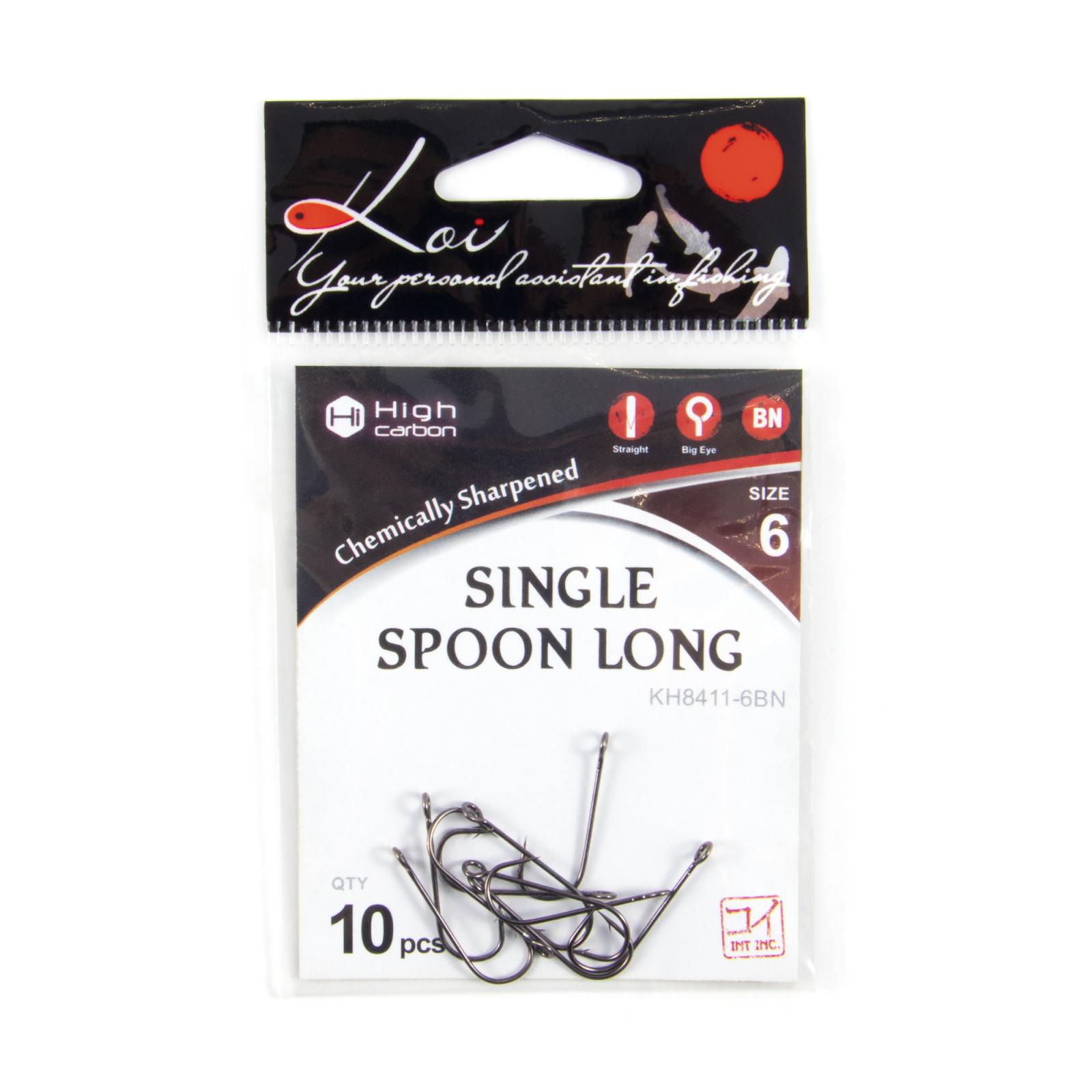 Крючок KOI "SINGLE SPOON LONG", размер 6 (INT), цвет BN (10 шт.) - 4