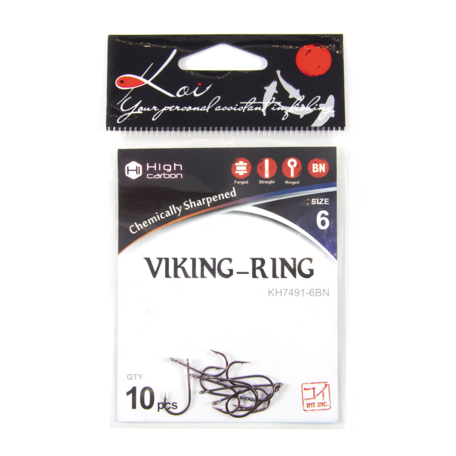 Крючок KOI "VIKING-RING", размер 6 (INT), цвет BN (10 шт.) - 4
