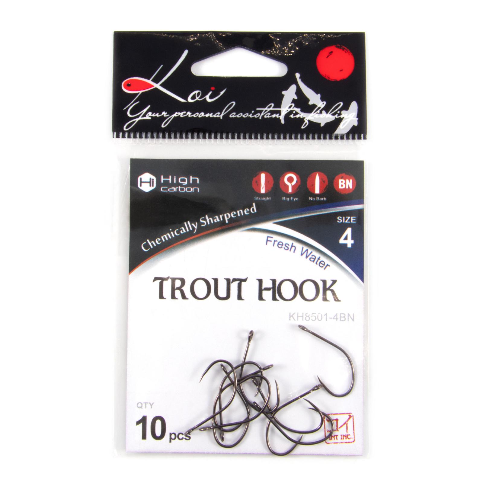 Крючок KOI "TROUT HOOK", размер 4 (INT), цвет BN (10 шт.) - 4