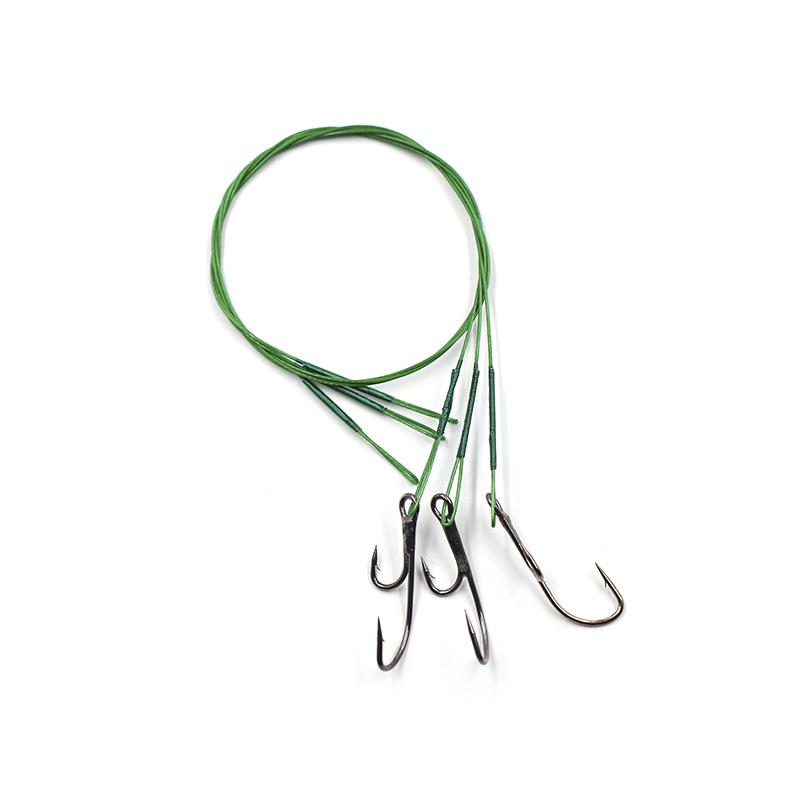 Поводок стальной NAMAZU Leader 1х7 Nylon Coated Green, d-0,39 мм, L-30 см, с живцовым крючком 4715 D