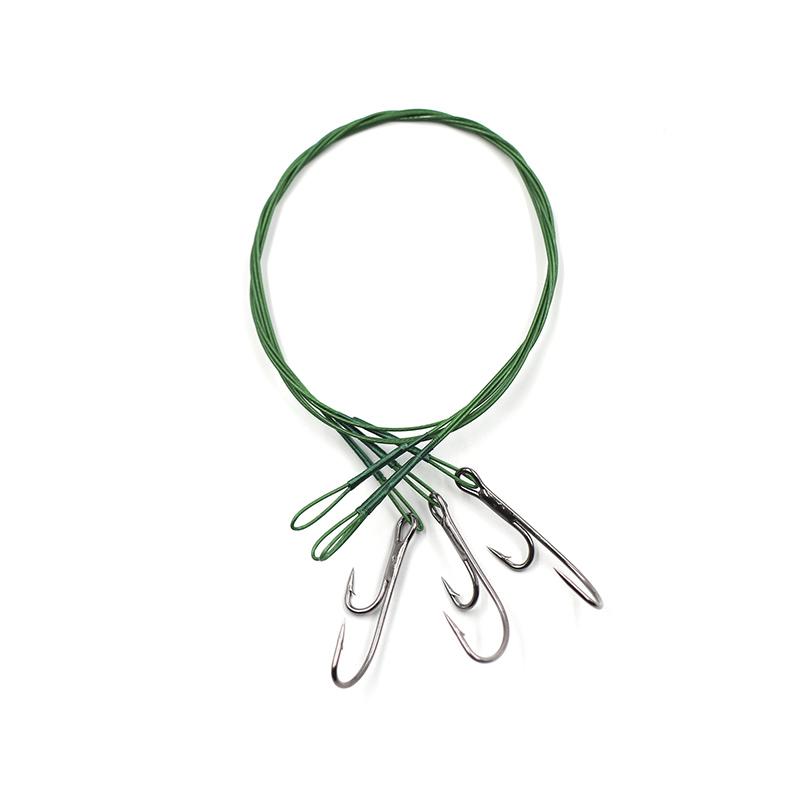 Поводок стальной NAMAZU Leader 1х7 Nylon Coated Green, d-0,48 мм, L-40 см, с живцовым крючком 4715 D